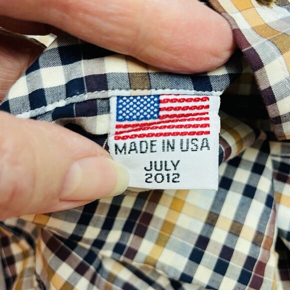 Taylor Stitch Custom Tailored Shirt Mens S Brown Black Tan Check Plaid Button - Picture 4 of 9